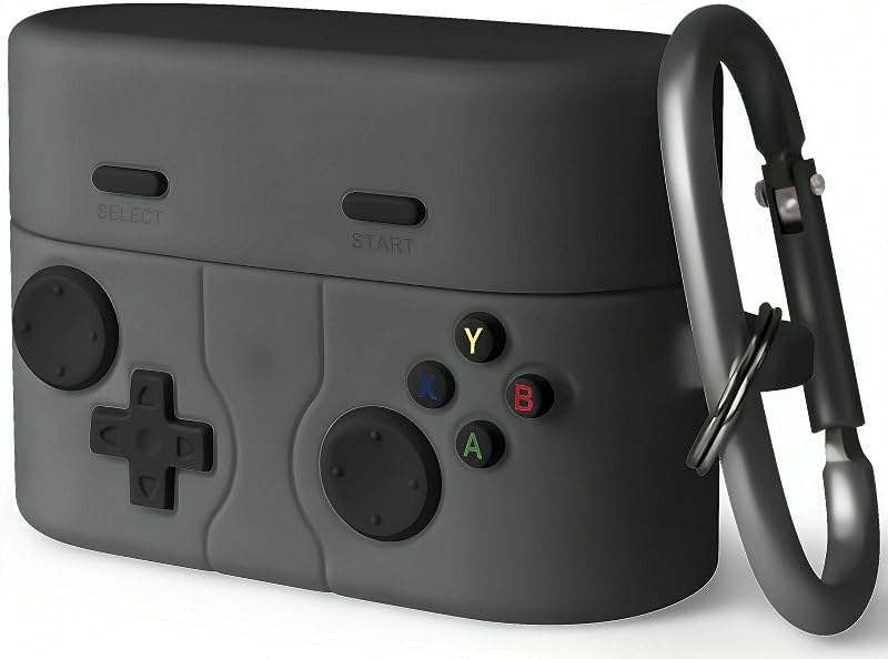Geiomoo Funny Silicone Cover for Sony WF-1000XM6 Case, Cartoon Game Design with Carabiner (Dark Gray)