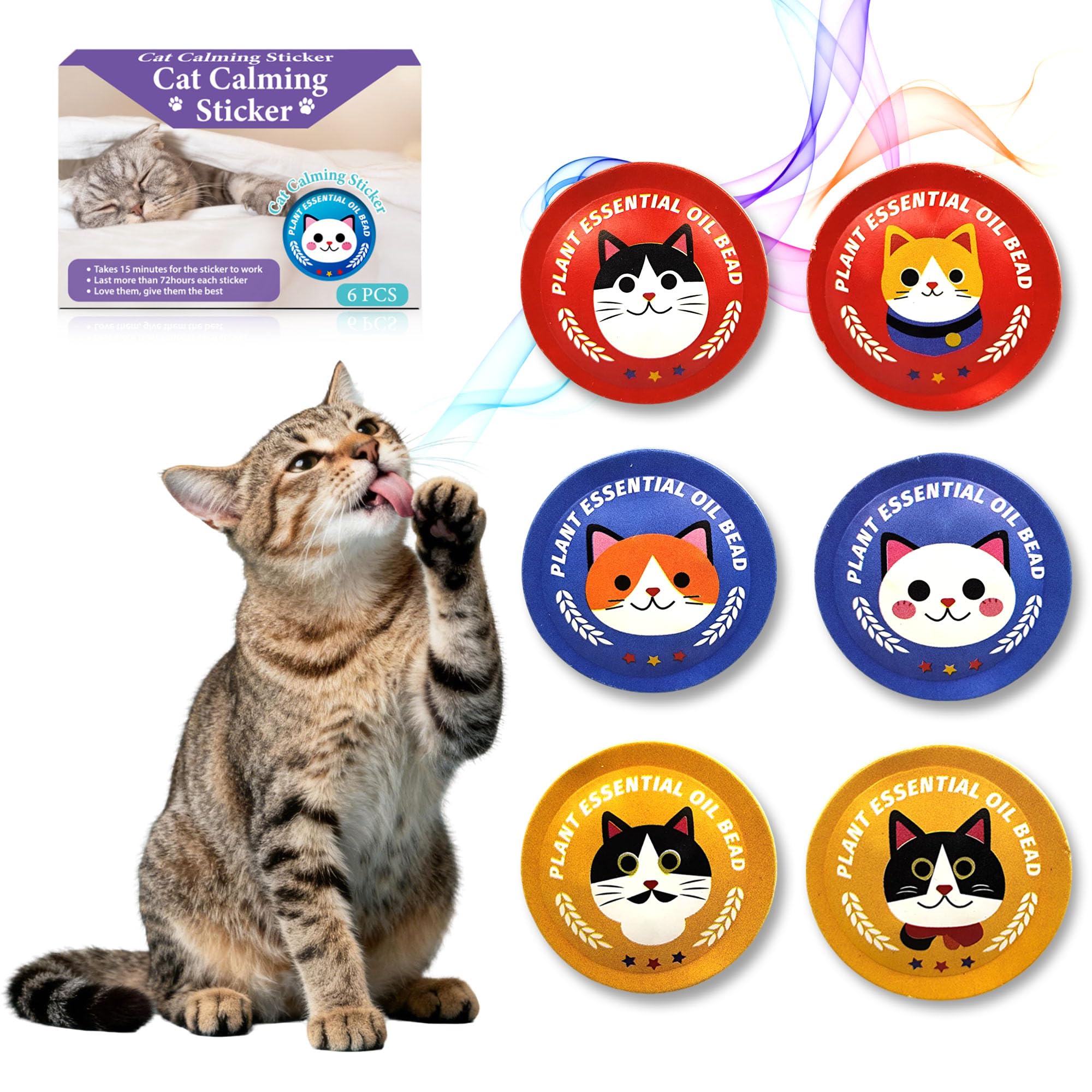 xcivi Pop Patch for Cat Calming Diffuser, Cat Anxiety Relief Stress Reduction, Cat Calming Pheromones Help Anxiety, Enhanced Calming, Cat Calming Patches for Travel, Car & Home Use