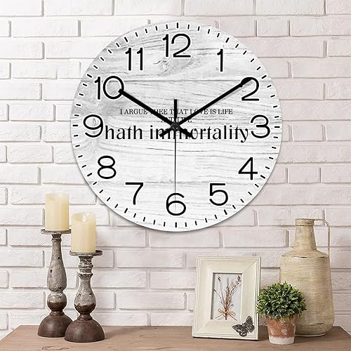 Reloj de pared de madera con texto en inglés "I Argue Thee That Love is Life and Life Hath Immortality-2 relojes colgantes con citas de reloj