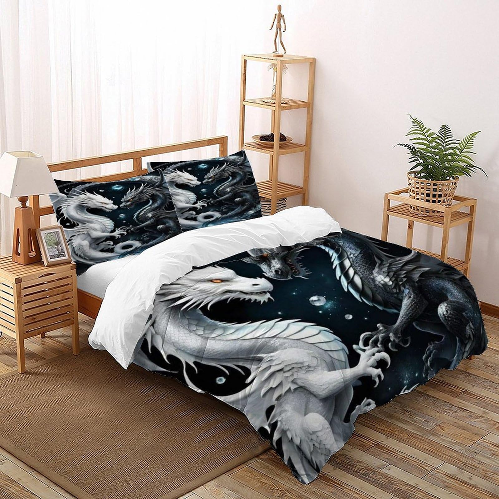 Ensemble de couette respirant et facile à entretenir 200x200 cm motif loup