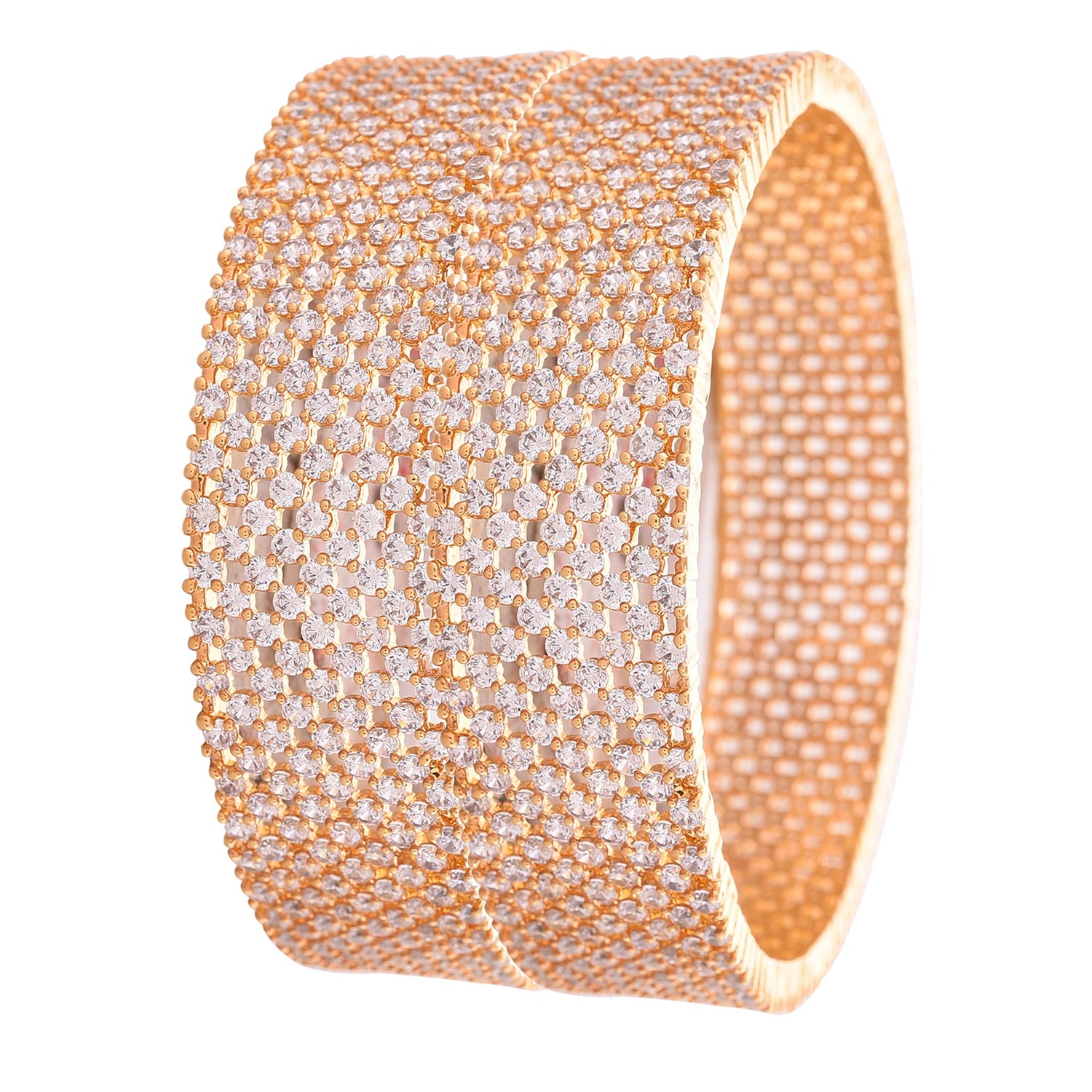 Ratnavali Jewels Beautiful CZ Studded Gold Plated American Diamond Traditional White Bangles Set for Women RV2944 (2.6) (B07DDKPR9G) Amazon Price History, Amazon Price Tracker