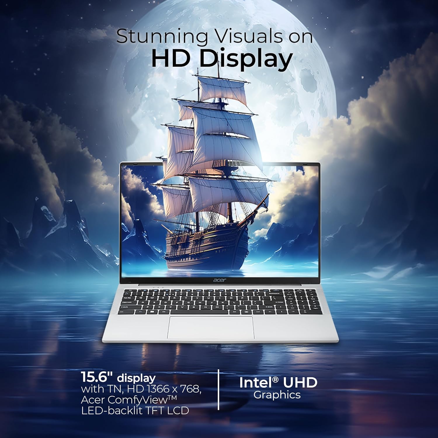 acer Aspire 3, Intel Pentium N6000, 12GB LPDDR4X RAM, 256GB SSD, HD, 15.6"/39.62cm, Windows 11 Home, Pure Silver, 1.5KG, A325-45, Thin and Light Laptop - Image 4