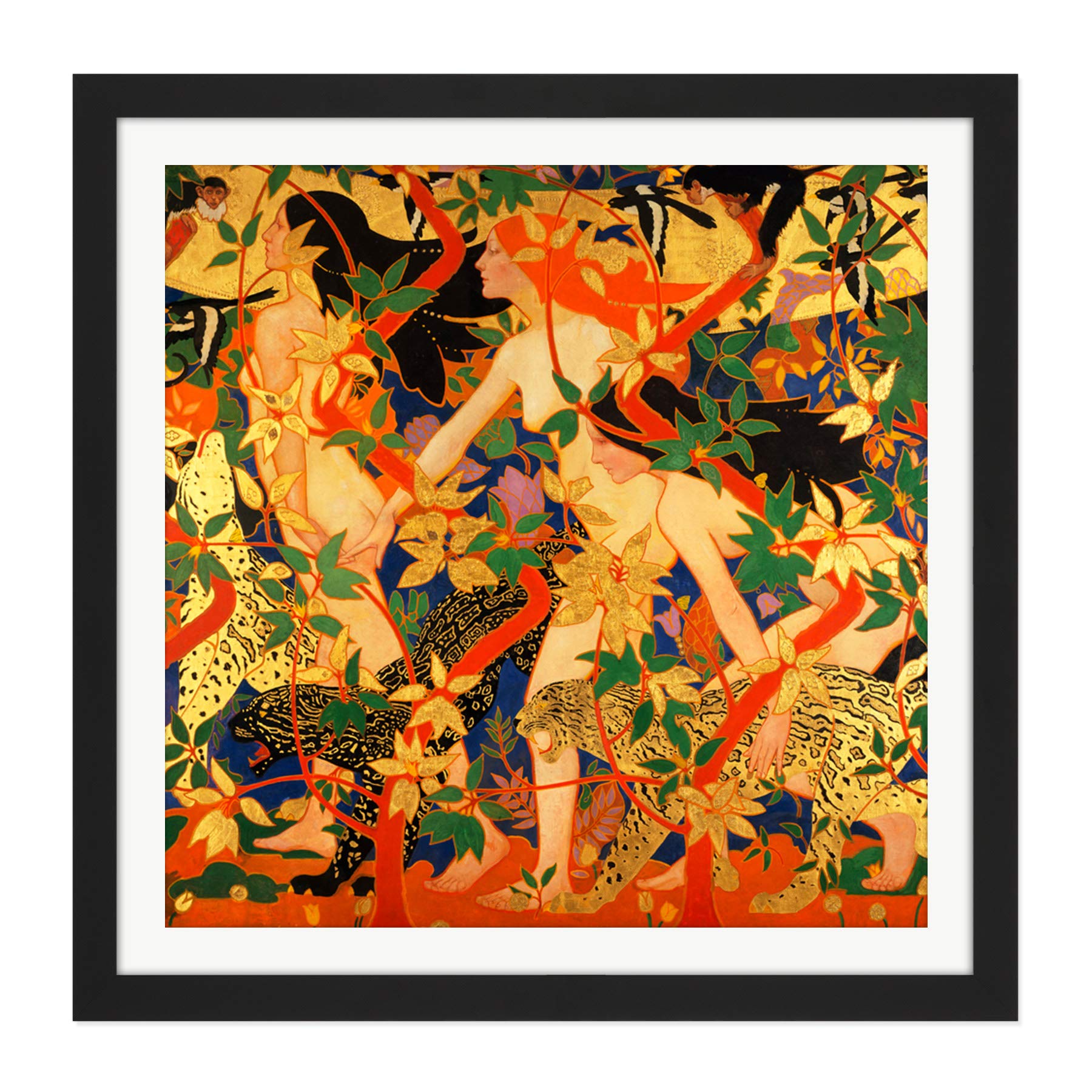 Artery8 Burns Hunt Diana Nymphs Goddess 1926 Painting Square Wooden Framed Wall Art Print Picture 16X16 Inch