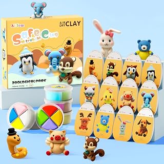 ARTPAR Air Dry Clay Kit for Kids - 12 Animals Modeling Clay Set, Ultra Soft Mess-Free, Safe Tools & Tutorials, Gifts for Boys Girls 3+
