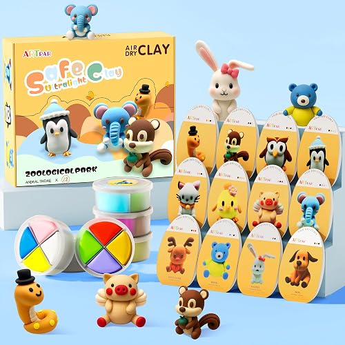 ARTPAR Air Dry Clay Kit for Kids-12 Animals Modeling Magic