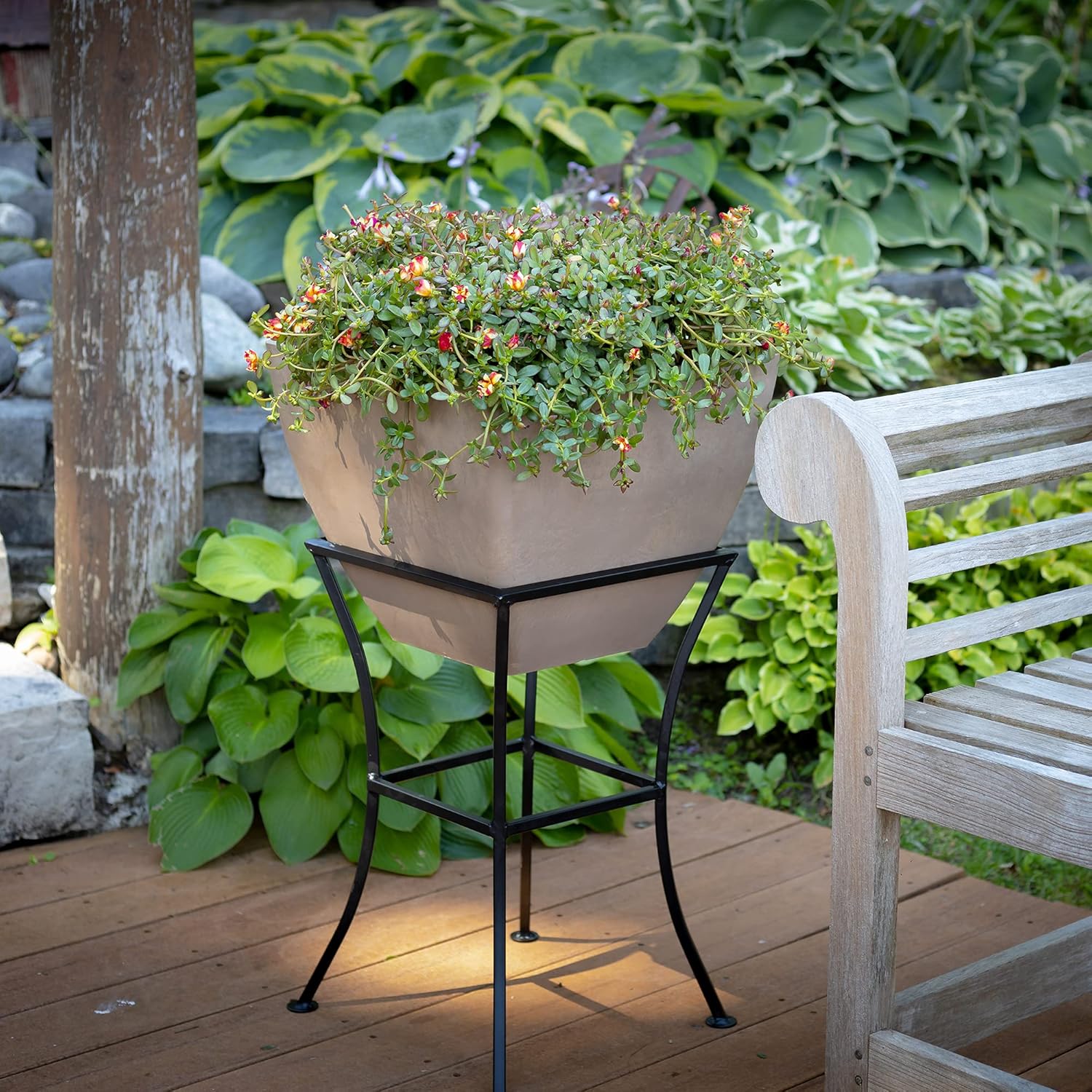 RTS Home Accents 20" Square Garden Planter for Indoor or Outdoor Gardening, Oak