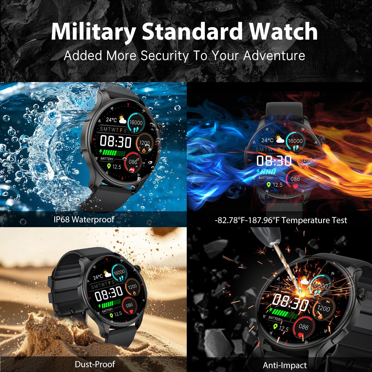 Smart Watch for Men Women Fitness: Waterproof Make Answer Call Digital Mens Watches Running Step Tracker Smartwatch Android Phone iPhone Samsung Compatible Pedometer SpO2 Sleep Heart Rate Monitor