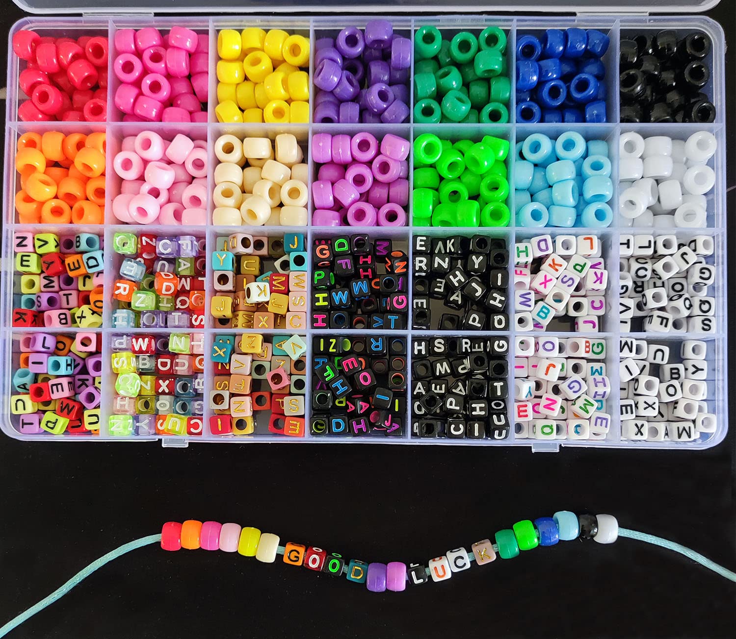 Pony - Set Di 3600 Perline In Plastica Multicolore, 6 X 9 Mm, 24 Colori Assortiti, Per Fai Da Te, Creazione Di Gioielli, Braccialetti Kandi - Foto 3