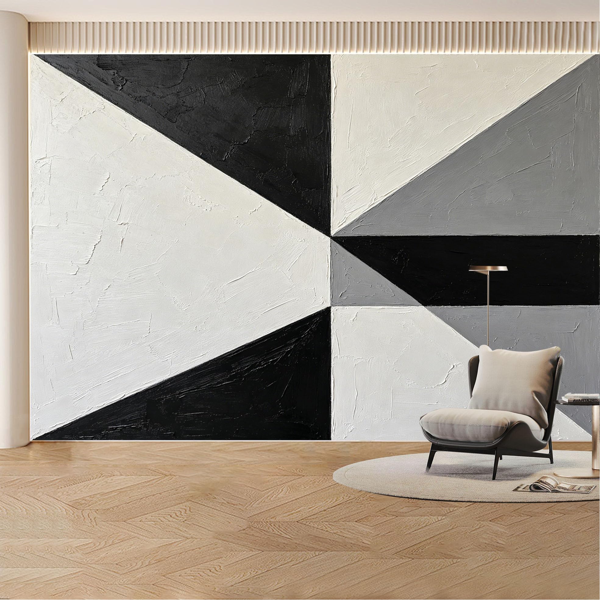 Custom Wall Mural Wallpaper Geometric Abstract Design Modern 3D Effect Large Wall Art Minimalist Nordic Style Removable SelfAdhesive Large Photo for Living Room， Bedroom， Office