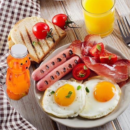 Miniatura 5 de Mifoci 36 botellas de plástico de 8 onzas con forma de oso de miel, recipiente de miel transparente con tapa superior de rosca, botella de miel,