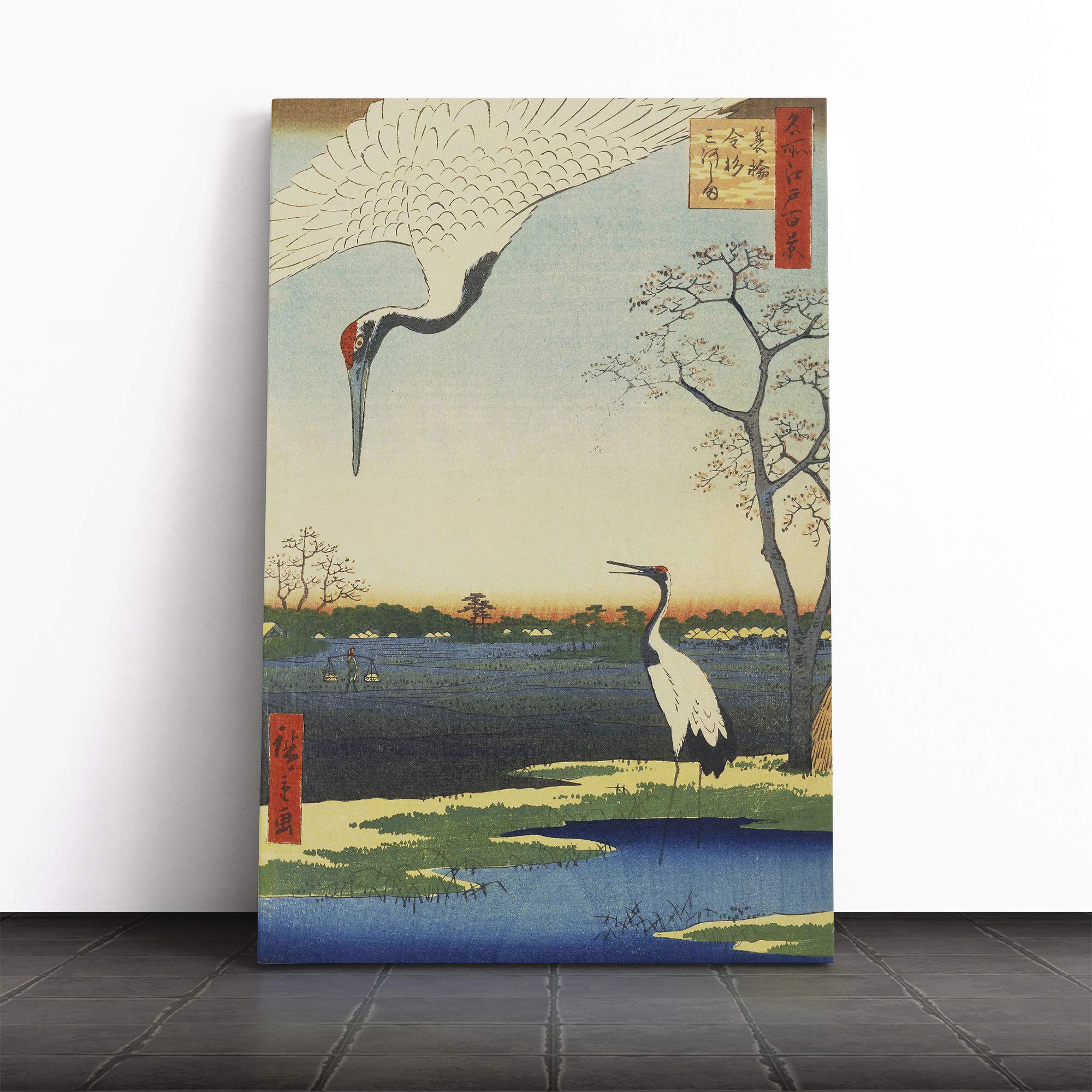 Hiroshige Japanese Oriental Kanasugi Canvas Print | Gallery Wrapped 30mm Frame Wall Art | 24x16 inches | Ready to Hang | Asian Picture | Living Room Bedroom Lounge Office