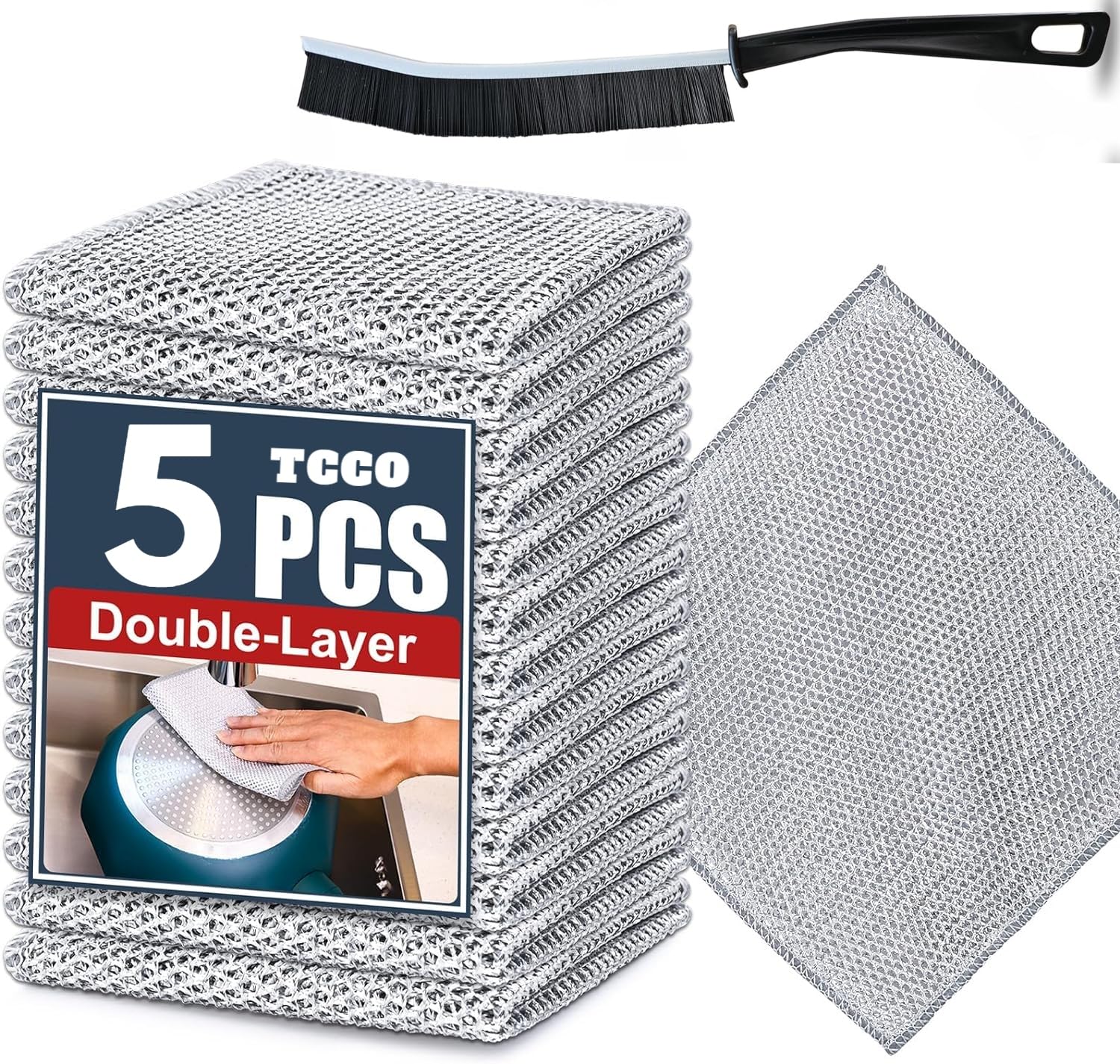 TCCO ENTERPRISE Microfiber 3 Pack Non-Scratch Wire Dishcloth&Gaps Cleaning Brush,Multipurpose Wire Dishwashing Rags for Wet&Dry,Easy Rinsing,Reusable,Wire Cleaning Cloth for Kitchen,Sinks,Pots,Pans (B0CSTB6QZC) Amazon Price History, Amazon Price Tracker