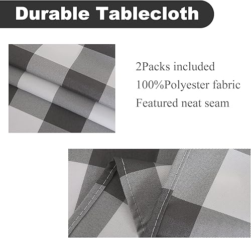 Miniatura 10 de Paquete de 2 manteles rectangulares de poliéster impermeable a cuadros, 60 x 84 pulgadas, para exteriores, mantel para prevención de manchas de