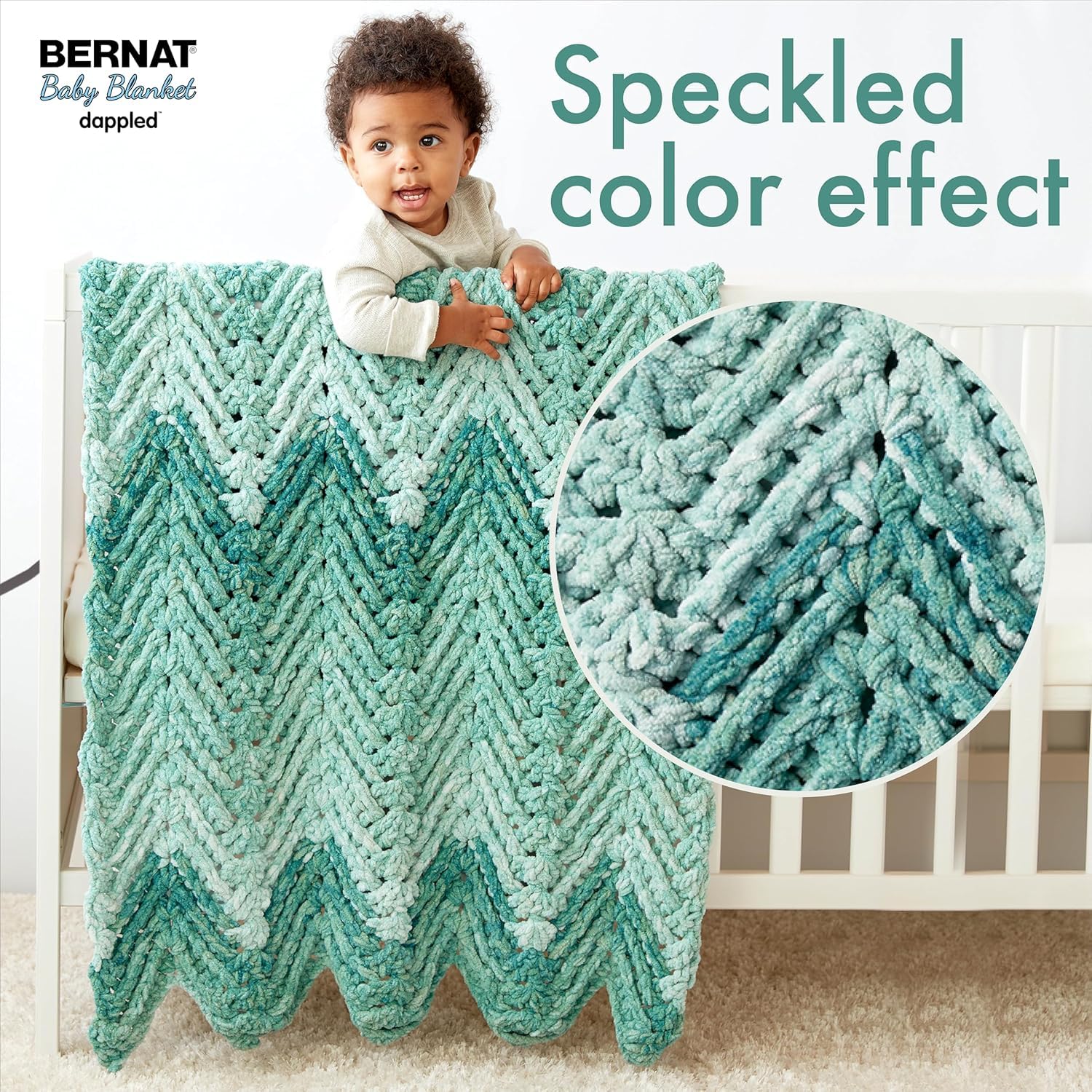Bernat Babydecken-Garn mit Punkten, 300 g, 100% Polyester, #6 super sperrig, 220 m, Stricken/Häkeln, 2 Stück