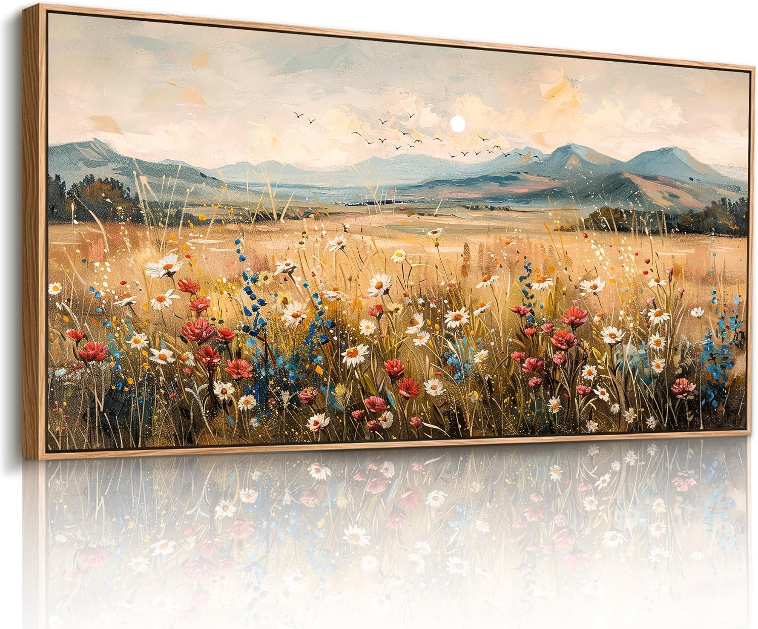 lianyibo Large Landscape Wall Art, Nature Wall Decor, Wildflowers Scenery Painting Prints Living Room Bedroom Farmhouse Decor(70x140/Frameless)