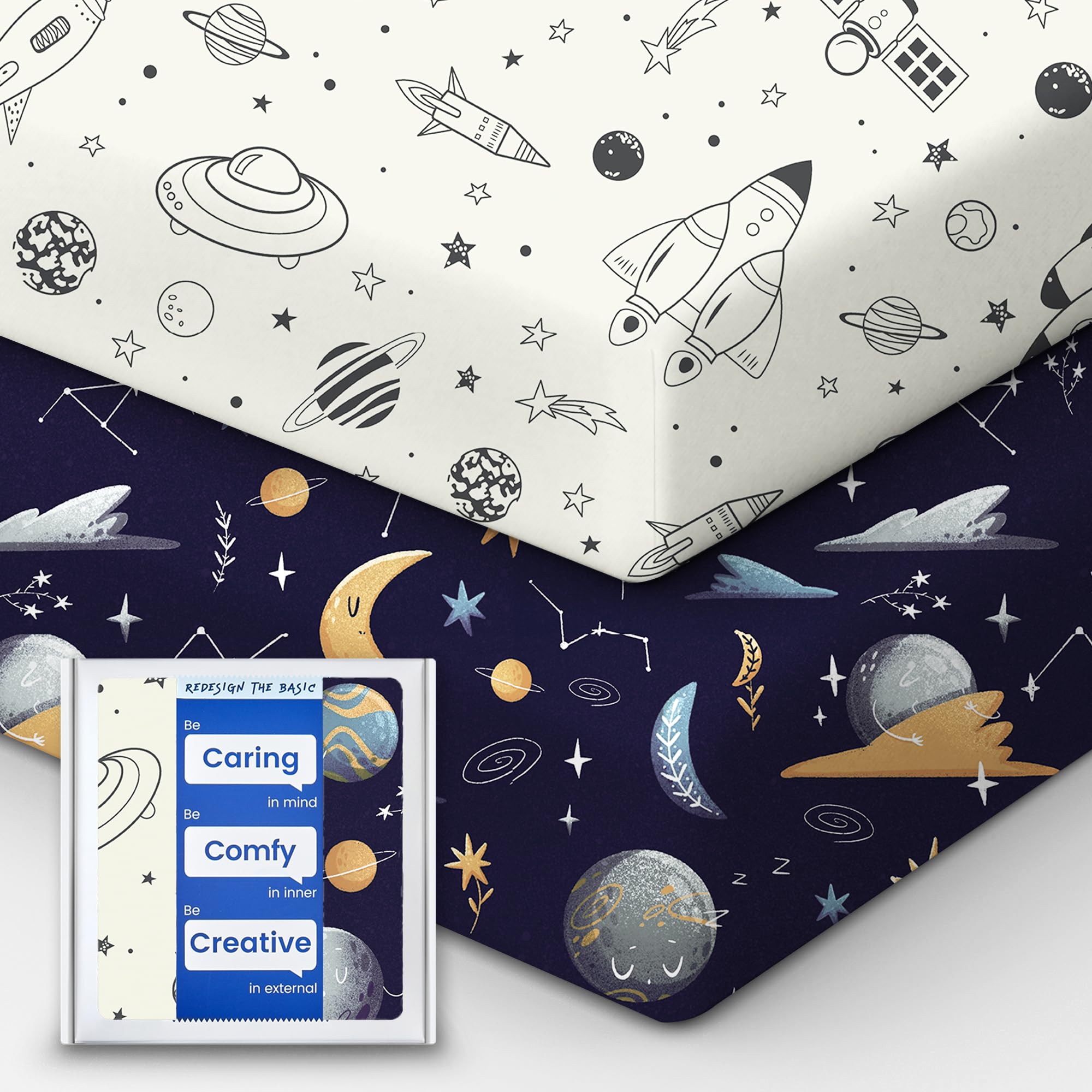 Crib Sheet for Boy Girl, Premium Soft Jersey Knit Fitted Crib Sheets, Safe and Snug, Durable, Stylish Crib Sheet, 28''x52''x9'' Extra Deep Pocket