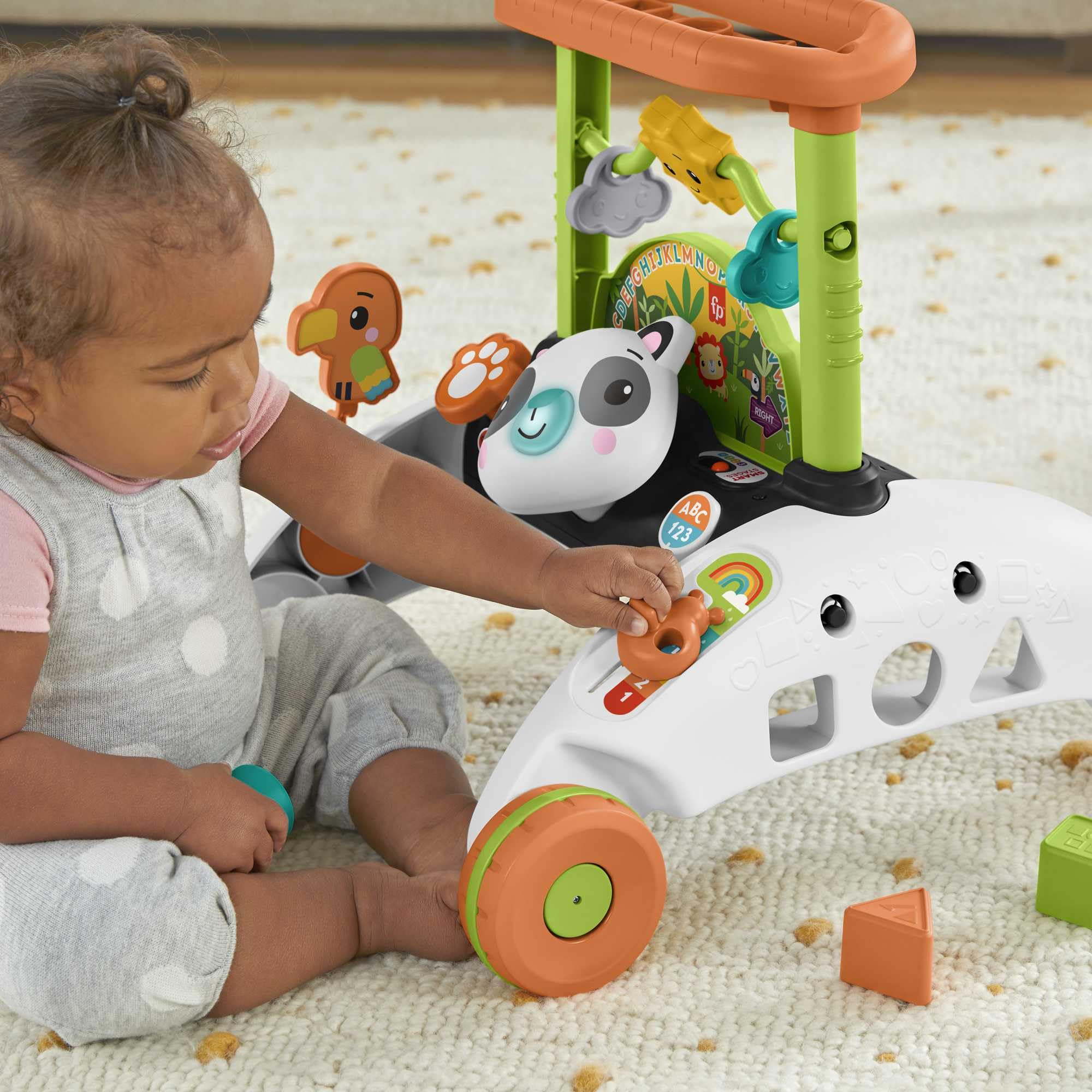 Fisher-Price Andador 2 Caras Correpasillos con Actividades con Luces y Sonidos, Juguete para Andar o Sentarse, Regalo para bebé +6 Meses, Versión: Neerlandés; Inglés, UK; Francés; Alemán; HJY73