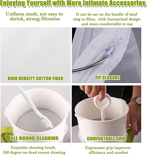 Miniatura 4 de Colador de alimentos de múltiples usos, colador de yogur griego con bolsa de gasa de nailon de 200 micrones, policarbonato de grado alimenticio y