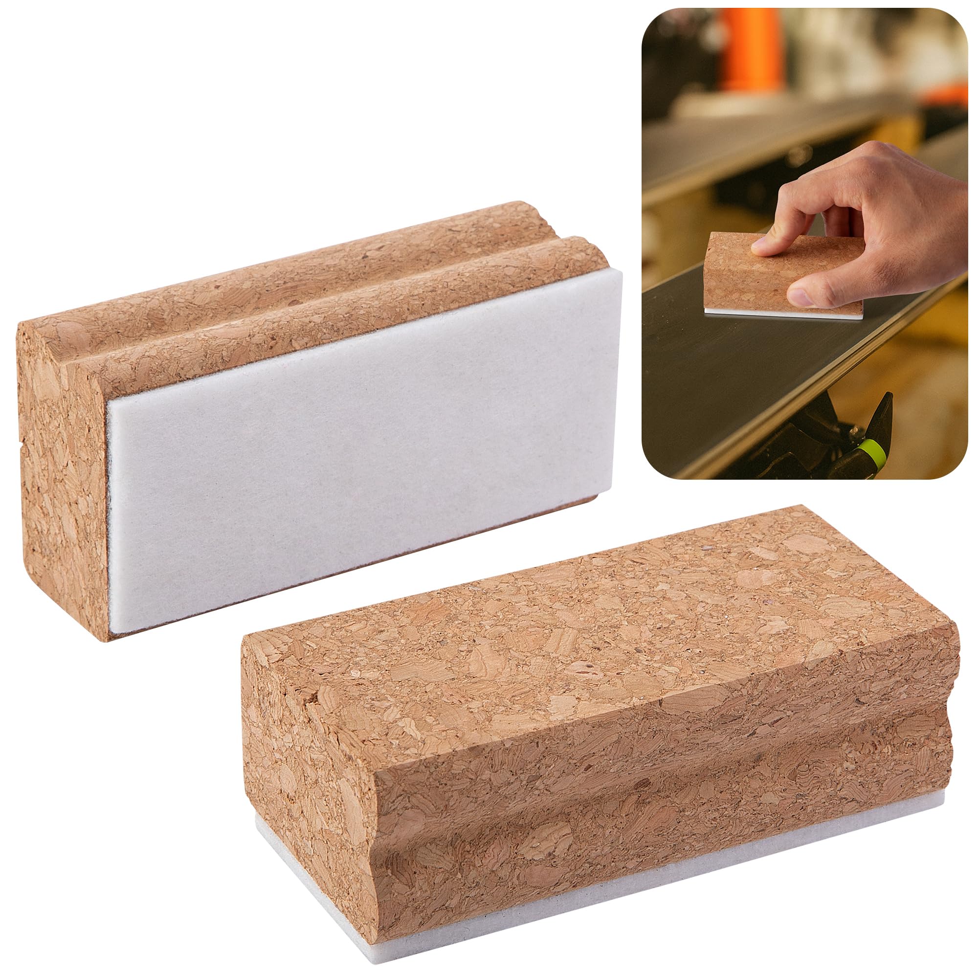 GIONAR Corchos pulidores para snowboard 2 unidades corcho natural con fieltro