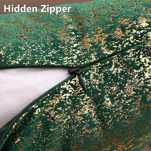 Miniatura 3 de Deeprove Funda de almohada de ambos lados con estampado de lámina dorada brillante, terciopelo suave con cierre de cremallera oculta, funda de cojín