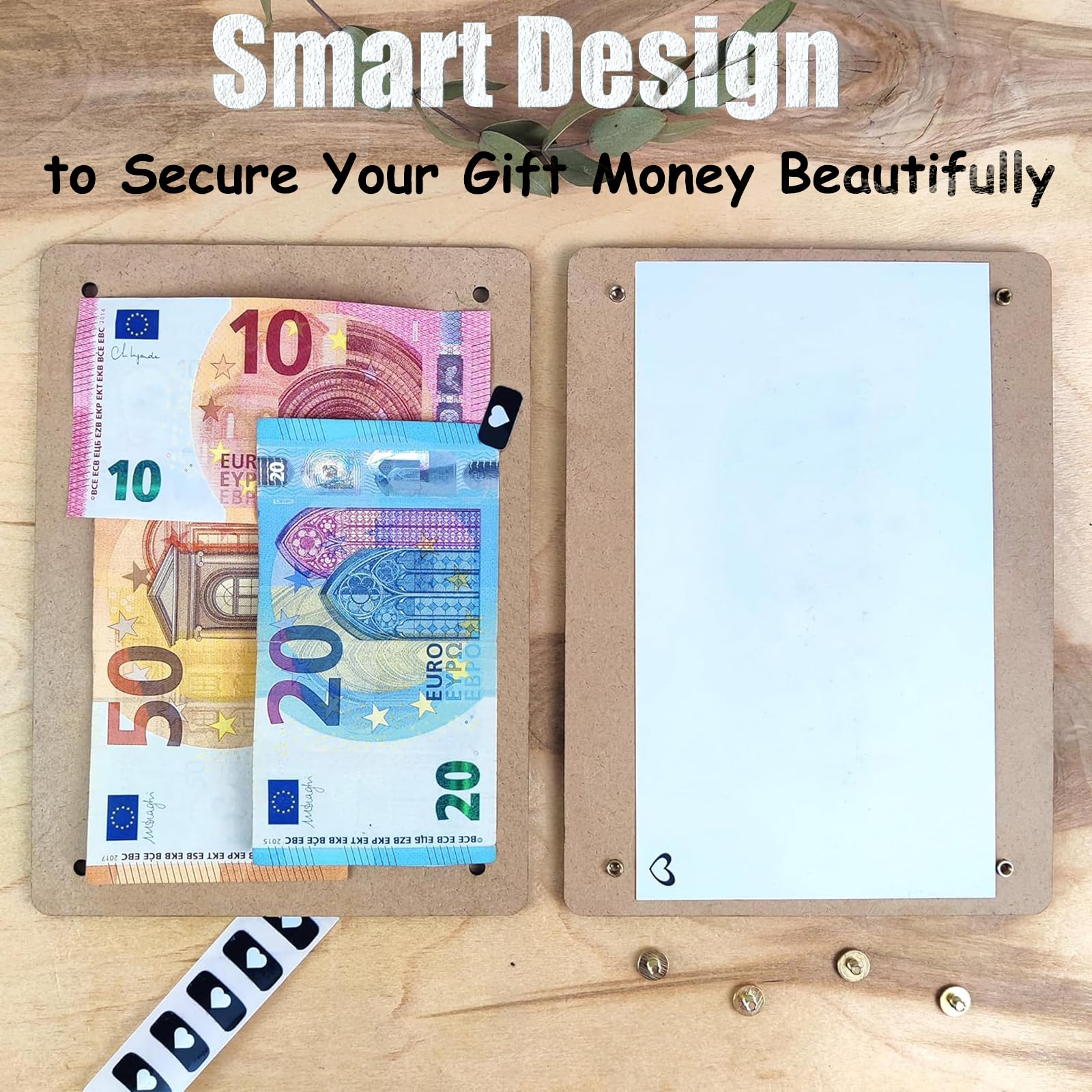 Jukibole Biglietto di auguri di anniversario in legno - Confezione regalo in argento con biglietto di ringraziamento, taglia XL, 20 x 15 cm, motivo ritagliato, regalo di compleanno per amici