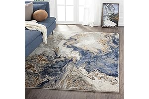LUXE WEAVERS Marble Swirl Abstract Area Rug - Stunning Blue 8x12