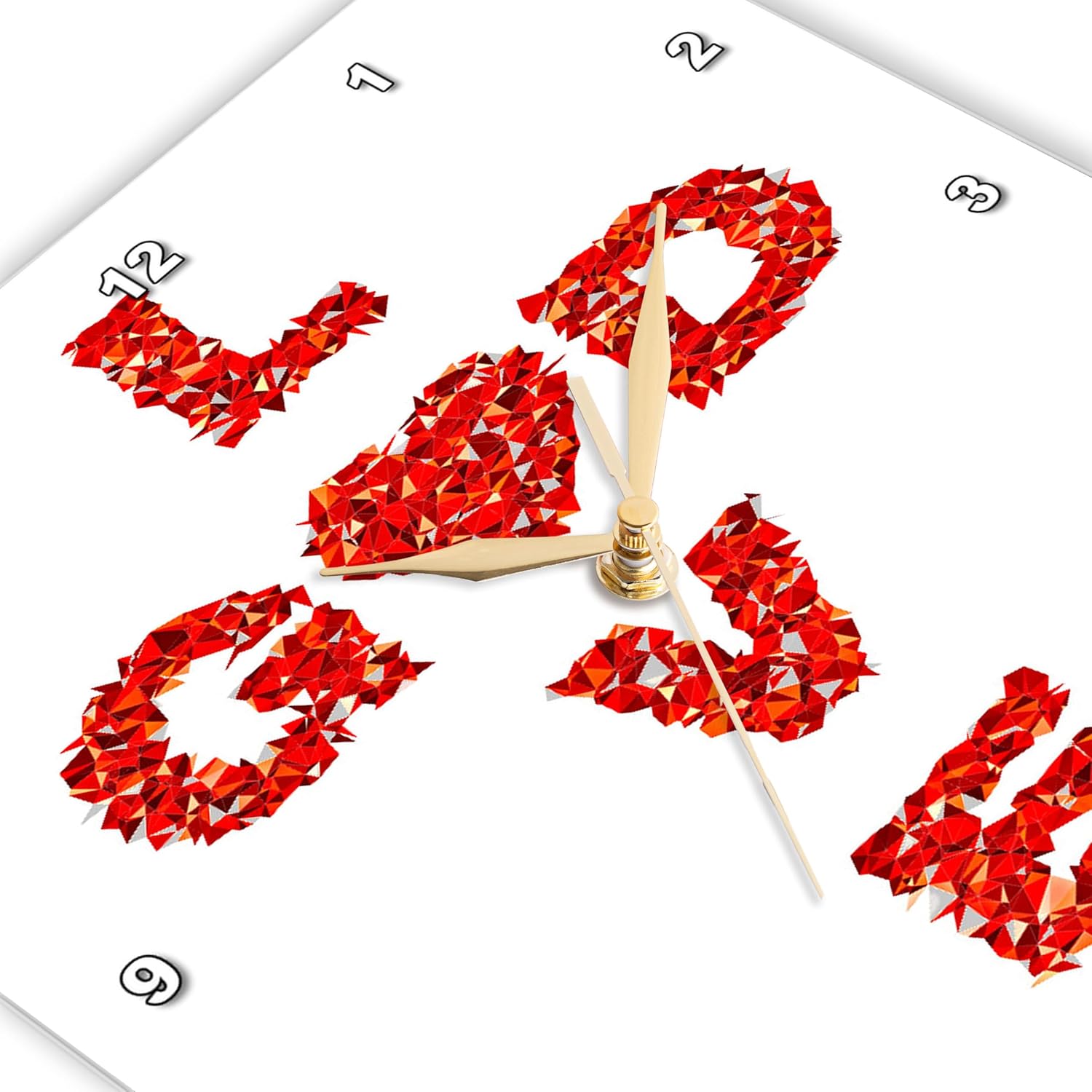 Wall Clock Silent - 15 inch - Love God Word Cross Heart Red Pattern, Typography, 3dramm - AmansMall Inspirational Typography