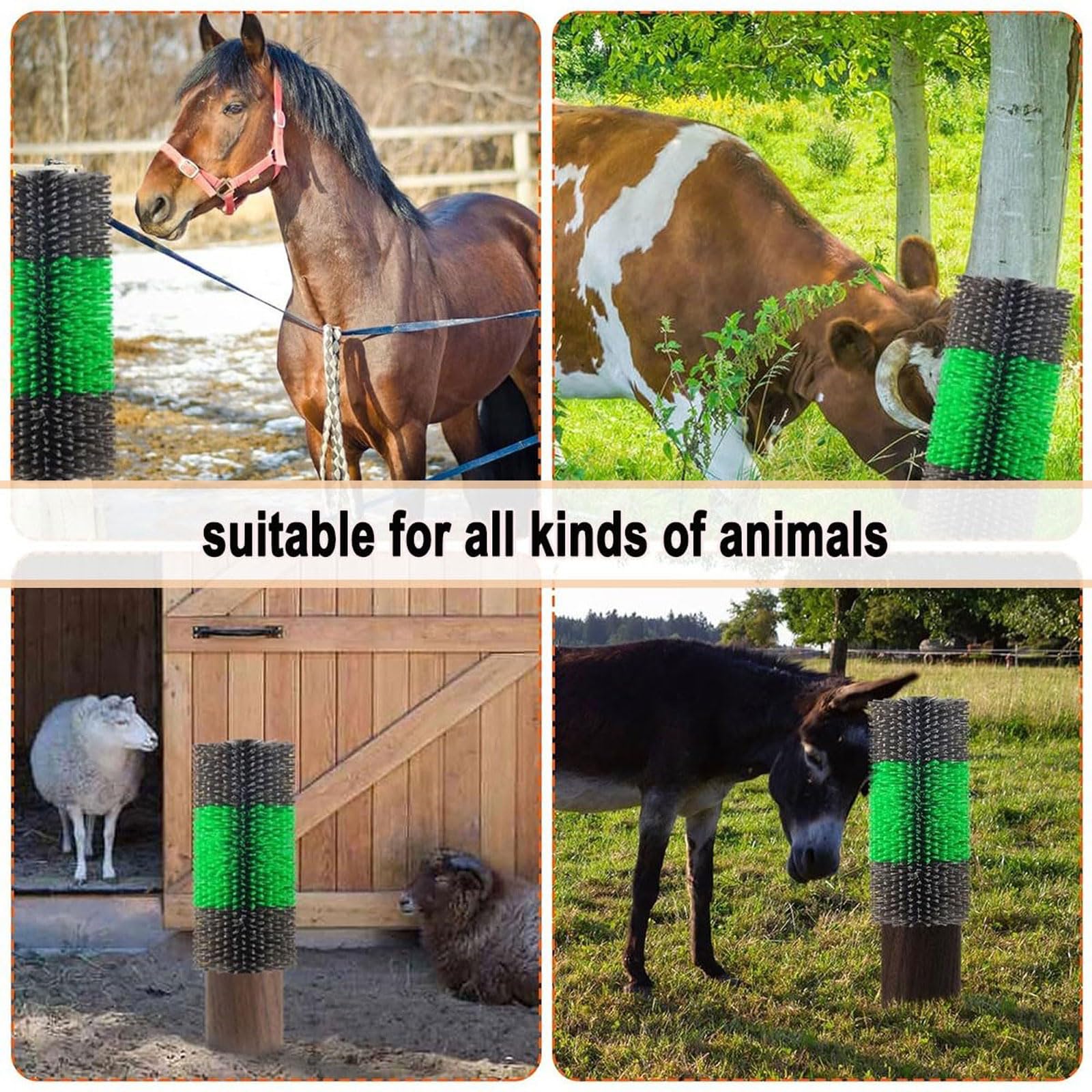 4pcs cepillo de masaje de animales de ganado,raspador semicircular Cepillos de masaje,Alivio de la Picazón de los Animales,Resistentes y Fáciles de Instalar,Mantener la Limpieza,Para Ganado De Caballo