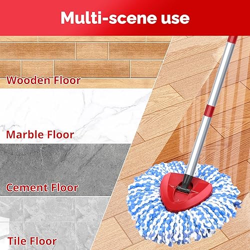 Miniatura 8 de Paquete de 4 cabezales de repuesto para trapeador giratorio O Cedar Rinseclean 2 tanques, cabezal de repuesto de microfibra con mango de repuesto de