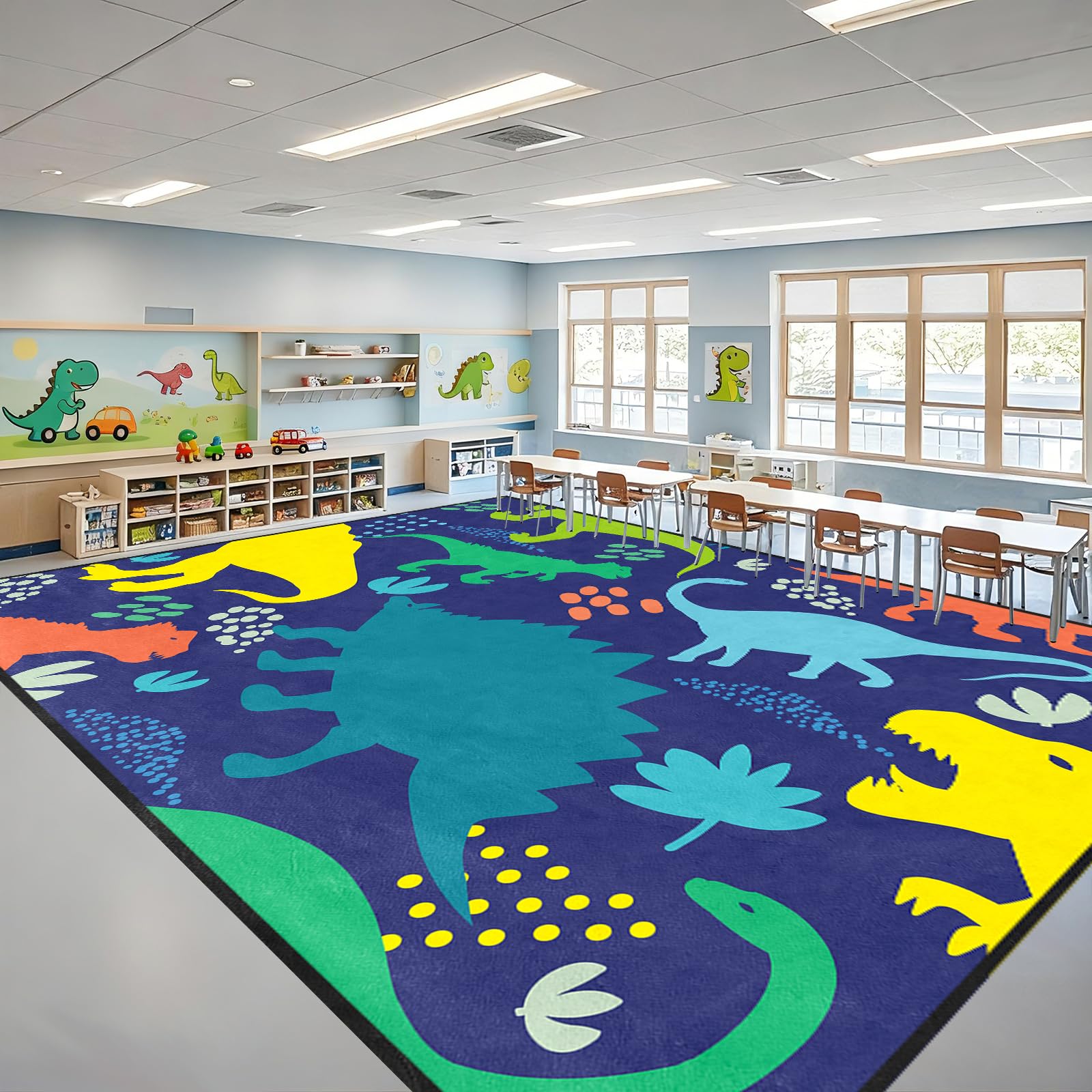 Dinosaur Rug 9'x12' - Dinosaur Rugs for Boys Bedroom Cartoon Dino Rug for Boys Room, Kids Rugs Bedroom Boy Dino Carpet Colorful Living Room Large Area Mat
