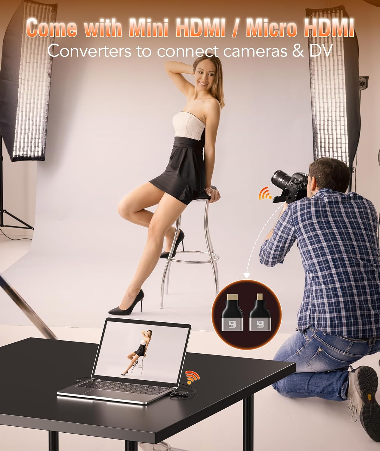 Aceele Wireless HDMI Transmitter and Receiver, 4K Decode 1080P Output, Wireless HDMI Sender Extender with LCD Screen, 165FT Range, 2.4G&5G, for PC/DV/HDTV/Projector/TV Box, No Need App/Bluetooth