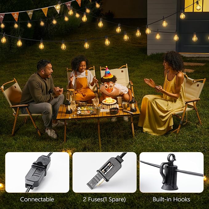 Brightown Luces de Cadena Exterior 35ft 30 Bombillas LED G40 a Prueba de Agua miniatura 6
