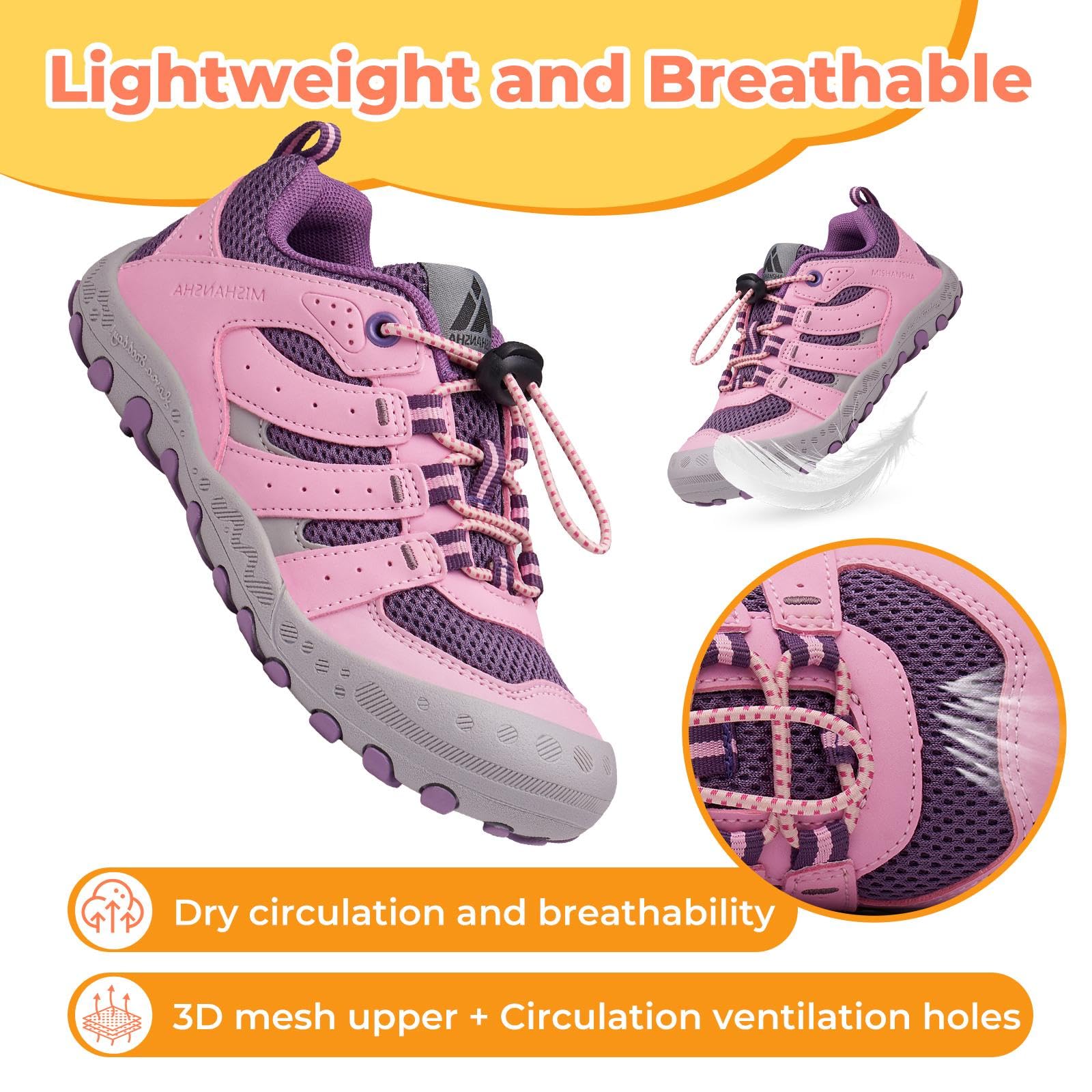 Mishansha Mädchen Wanderschuhe Atmungsaktiv rutschfest Turnschuhe Kinder Outdoor Trekkingschuhe GR.24-38