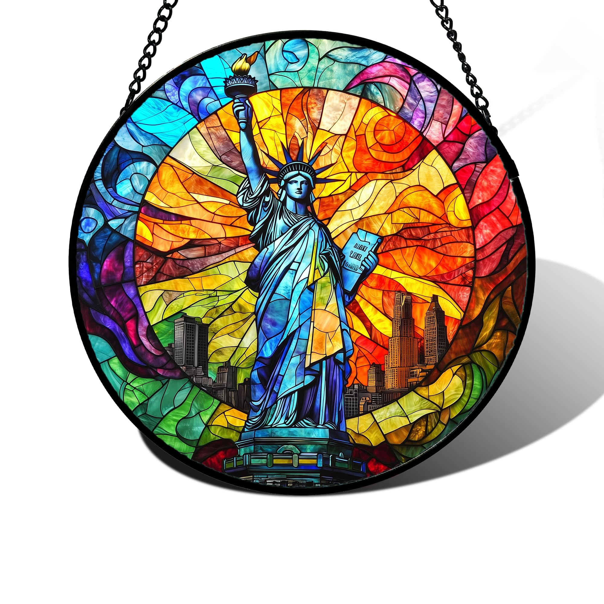 Statue of Liberty Stained Glass Window Hanging Suncatcher Gifts 7.8"