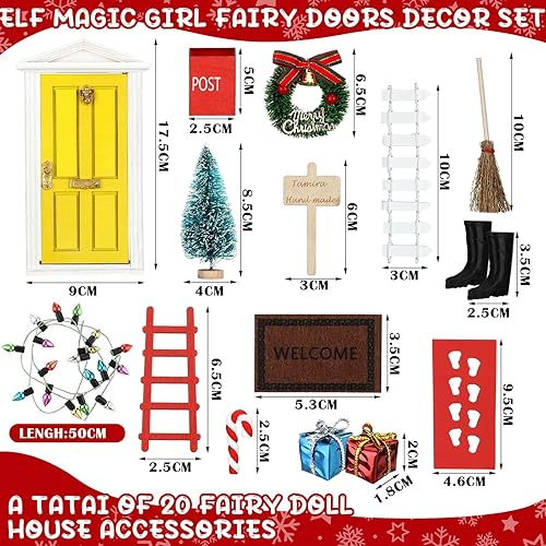 Miniatura 2 de Hungdao 20 piezas de puertas de hadas de elfo de Navidad para decoración de puertas encantadas de hadas, decoración de Navidad al aire libre,