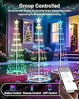 Vista 5 de Smart C6 - Luz LED para árbol de Navidad, 8 pies, 154 luces LED, árbol artificial con estrella superior, sincronización de música con control remoto