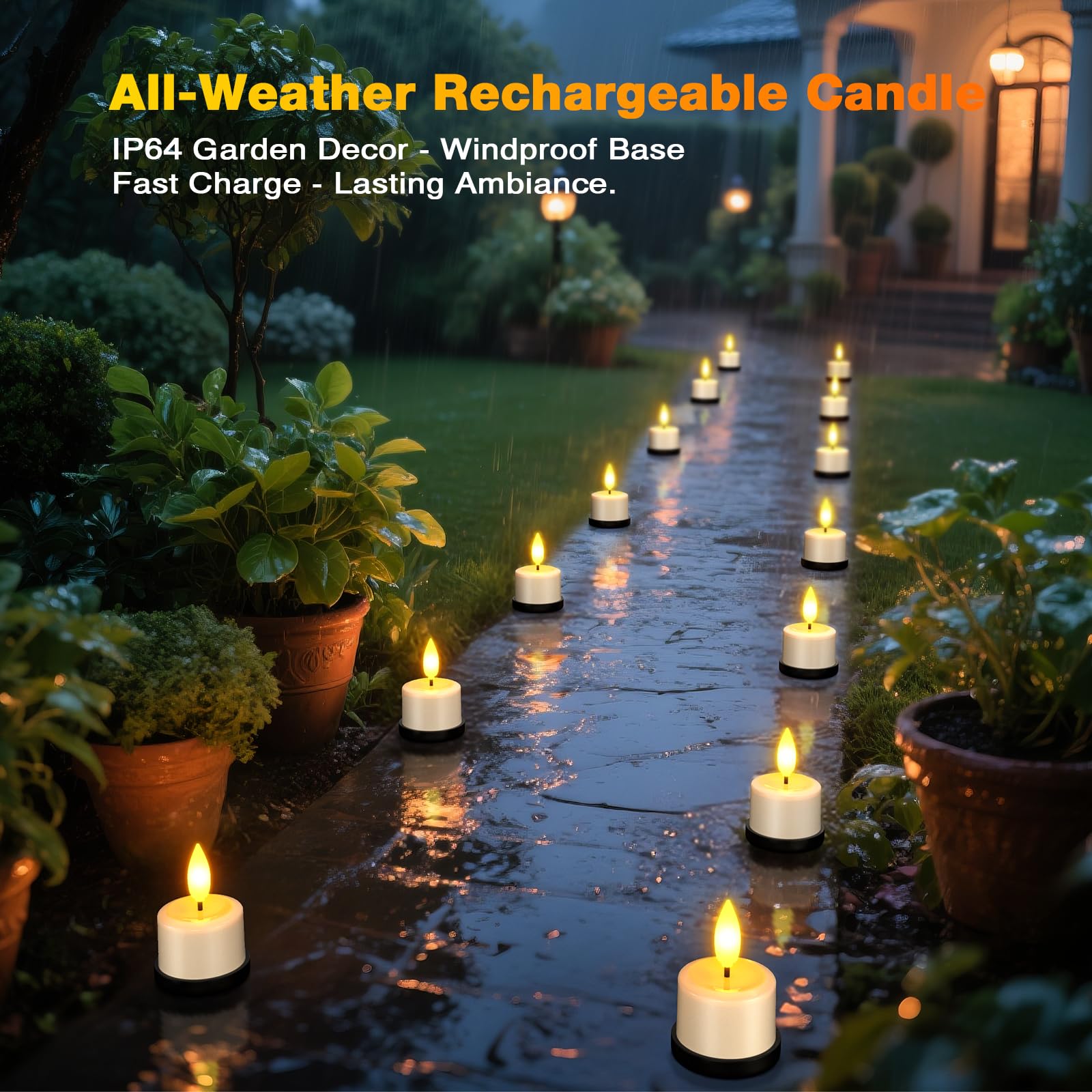 Yme Wasserdicht Teelichter LED Aufladbar mit Magnet Ladestation, 12er Set | Aufladbare LED Teelichter Wiederaufladbar Kerzen mit Fernbedienung Timer für Wohnzimmer Halloween Weihnachten Party Deko