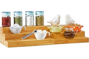 3 Tier Bamboo Shelf Kitchen Spice Rack Adjustable Cabinet Organizer Countertop Display