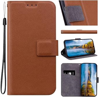 ZXL Brown Slim Fit Wallet Case for Oppo Realme 12 Pro Plus PU Leather Wallet Case Credit Cards Holder Kickstand Shockproof Flip Magnetic Protection Cover