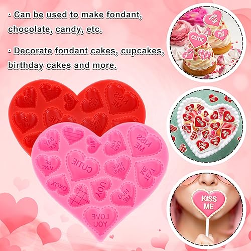 Miniatura 4 de JarThenaAMCS Molde de fondant para el día de San Valentín, molde de silicona con corazones de amor, para conversación, corazón, chocolate, caramelo,
