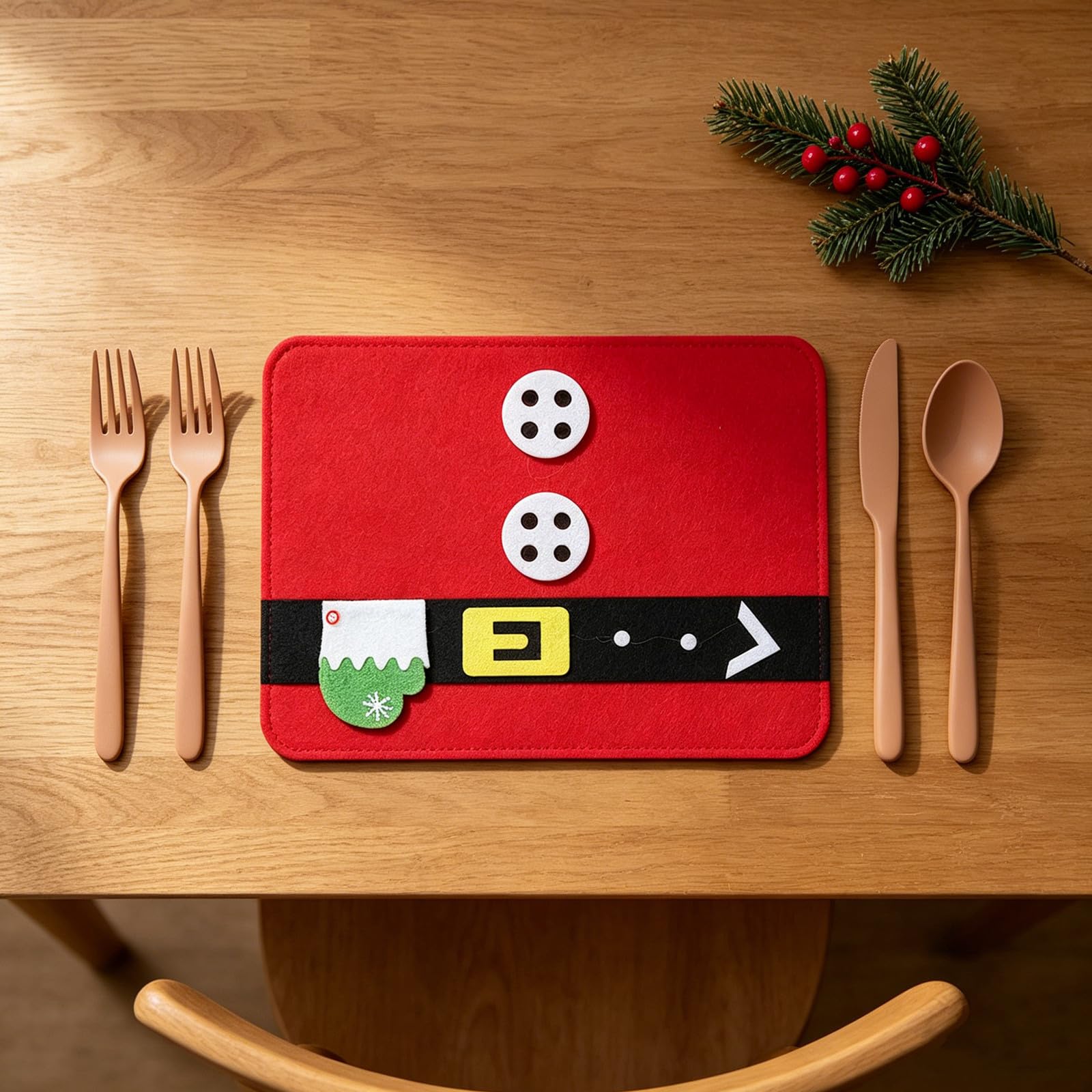 PRETYZOOM 4 Piezas Manteles Individuales para Navidad con Diseño Festivo para Mesa de Hogar y Hotel para Decoración Navideña y Protección de Superficies