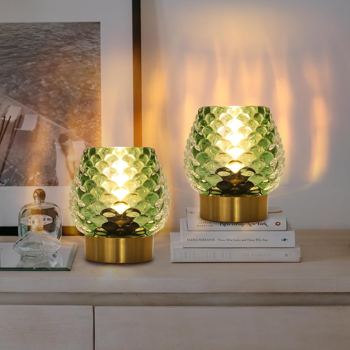 Cycodo 2 Pack Small Battery Operated Lamp with Timer,Cordless Glass Battery