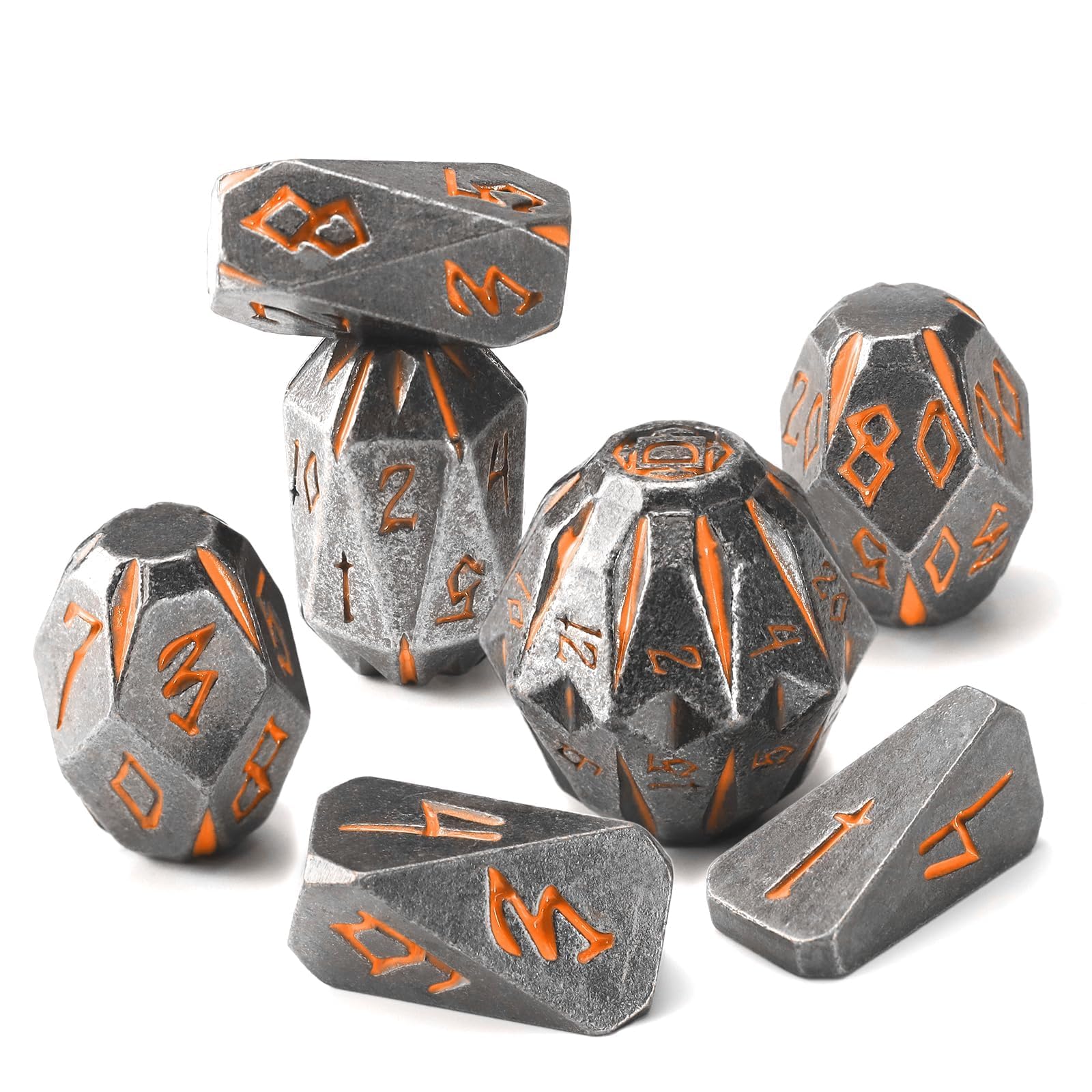 DND Metal Dice Set, ZHOORQI 7 Pcs Polyhedral Dice, Perfect for Dungeons and Dragons, RPG Role Playing Games - Unique Cool Dice with Stonehenge Themed