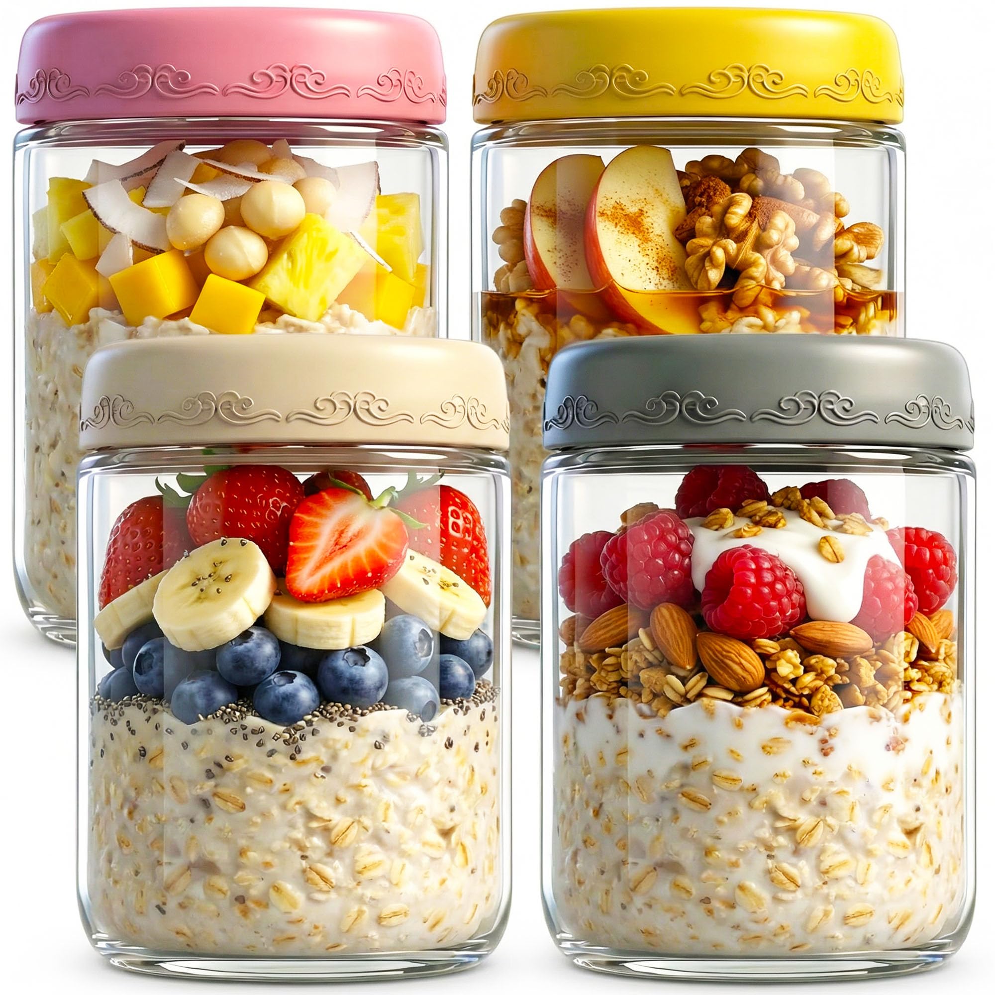 DicraoLea 16oz 4-Pack Glass Jars