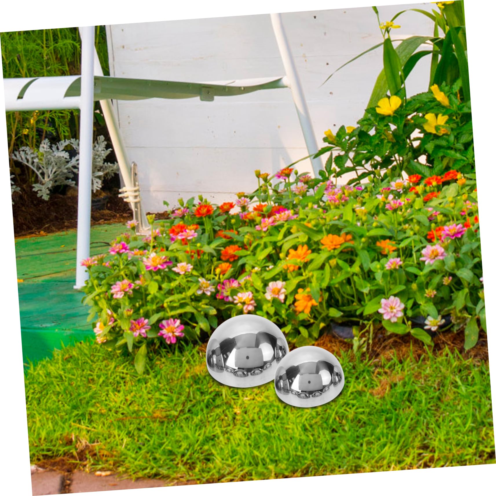 Abaodam 12 Palline Acciaio in Acciaio Inossidabile, Semisfera Decorativa Riflettente per Giardino Esterno, 5 Diametri Assortiti, 12 Pezzi