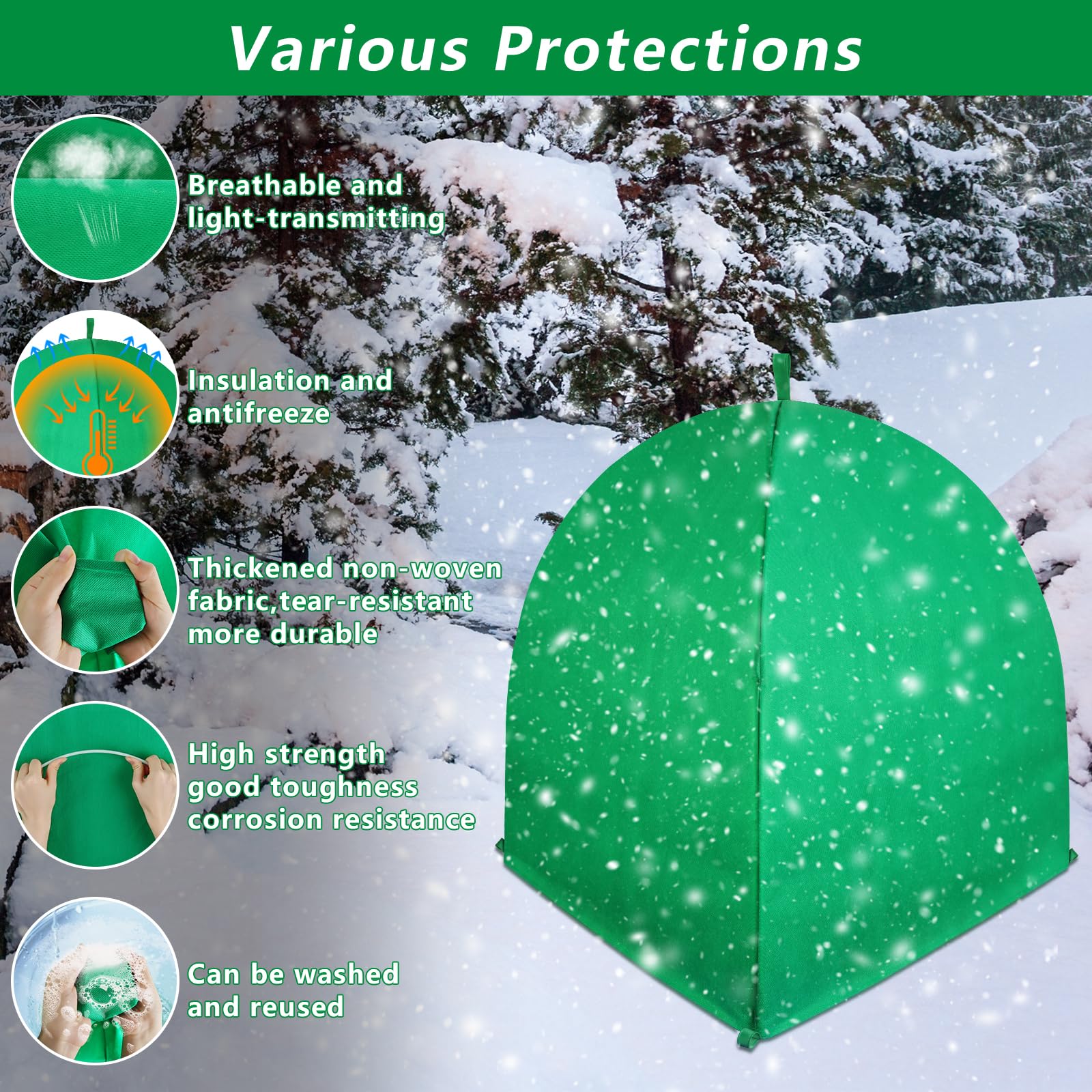 Paquete de 2 cubiertas de invierno para plantas, protección contra congelación, cubiertas de arbustos para protección contra heladas de invierno para plantas en invierno, tienda de campaña cálida para