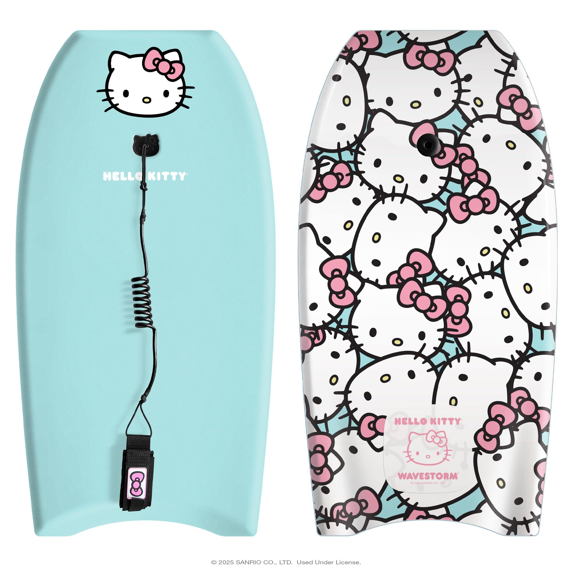 Wavestorm Hello Kitty Bodyboard, 91,4 cm, grafisches Oberdeck mit hochdichter glatter Unterseite, Schaumstoff-Konstruktion mit Zubehör, inklusive verbesserter Spiral-Leine, 2 Stück