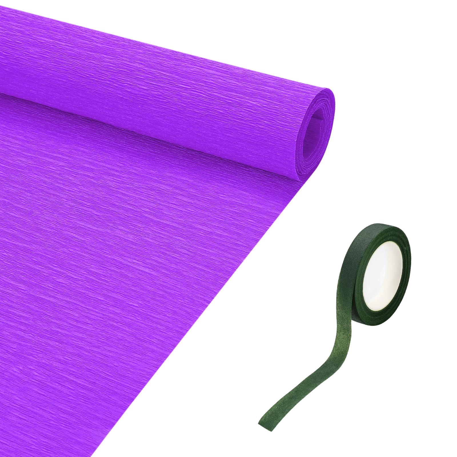sourcing map 19.7" Wide 8.2Ft Long Crepe Paper Roll, Thickened Crepe Paper Sheets with Adhesive Tape for Flower Making DIY Gift Wrapping Wedding Ceremony Decoration (Purple, Pack of 2)