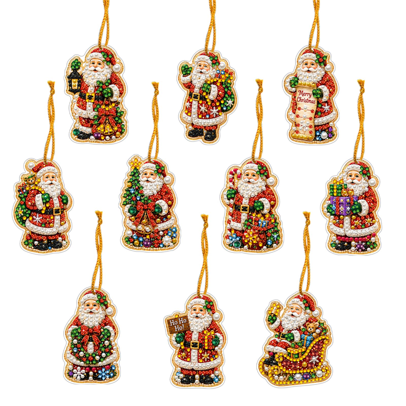 10Pcs Pearl Art Christmas Ornaments DIY Pearl Diamond Art Kits for Adults — image 1
