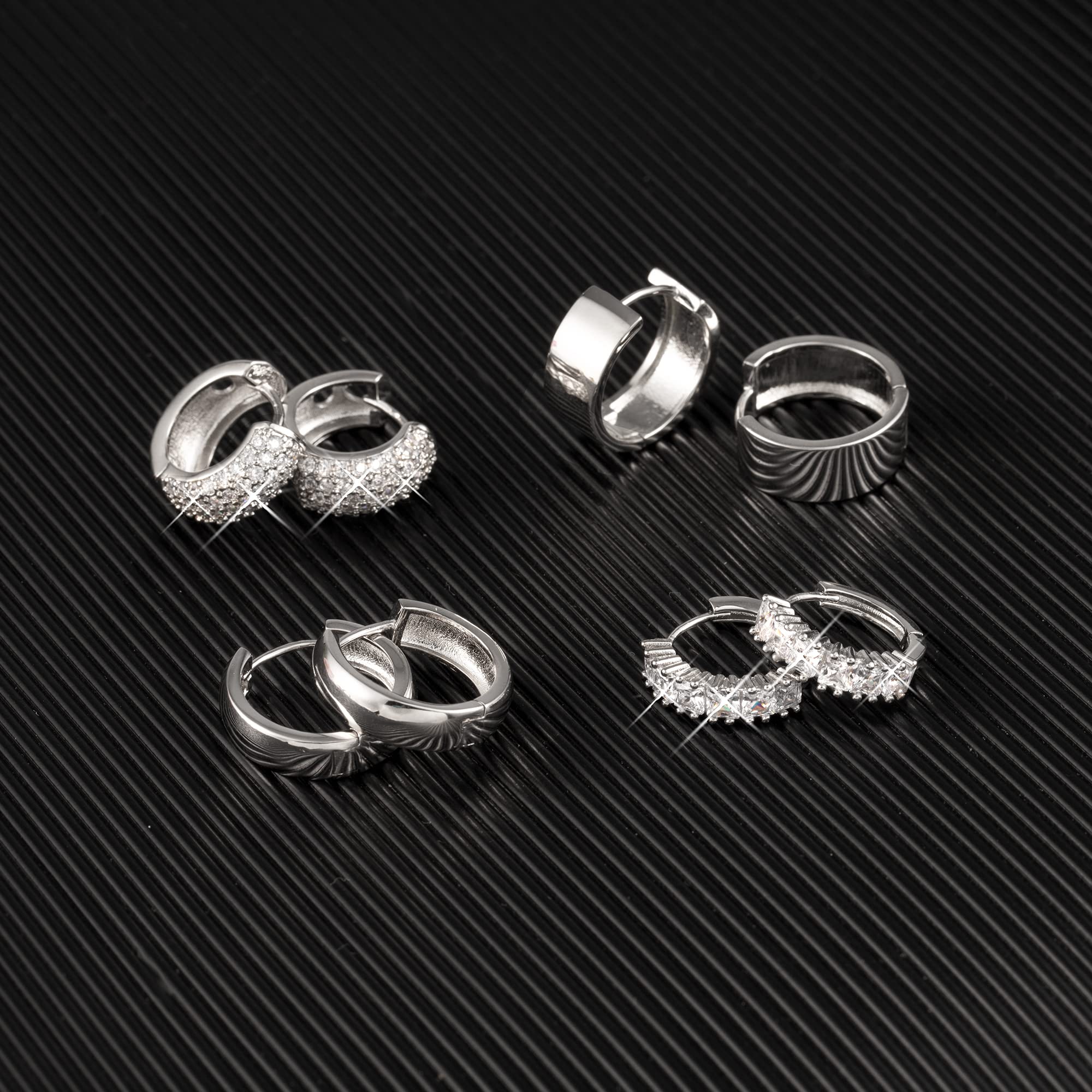 ALEXCRAFT 4 Paia Orecchini a Cerchio Argento 925 in Oro 14K/Oro Ipoallergenici per Fori Multipli con Confezione